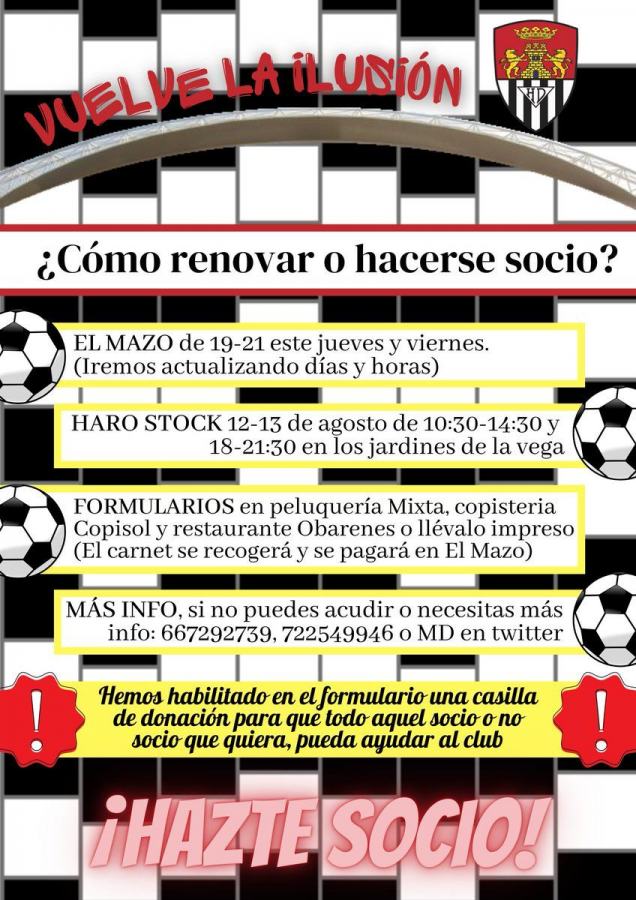 El Haro Deportivo inicia la campaña de captación y renovación de socios y  propone donaciones voluntarias al Club – Radio Haro – Cadena Ser.